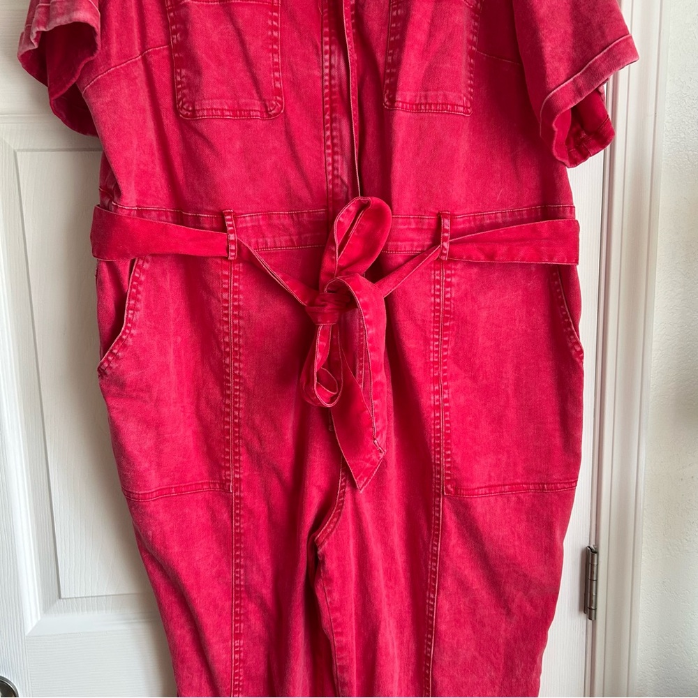 Skies are Blue curvy red denim jumpsuit size 2x - Picture 4 of 7